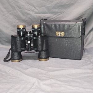 Vintage Selsi Lightweight Amber Coated Binoculars 7 X 50 Case Optics Birding
